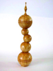 Lidded Box atop 4 multi axis turned  spheres (total 5 axis) : Ken Newton